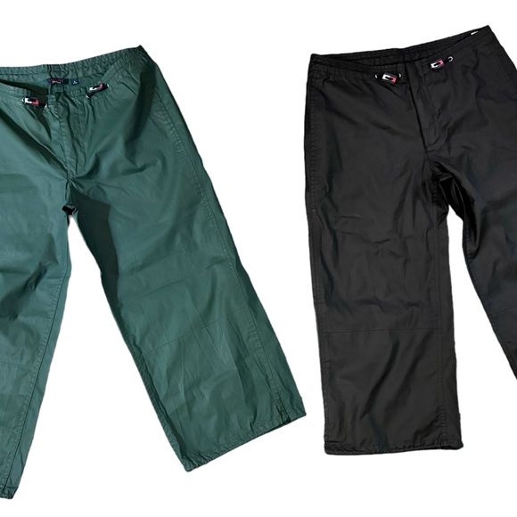 Tommy Hilfiger Capri Pants Womens Size S Green & Black Crop Ankle Ties Y2K Lot - Picture 2 of 11